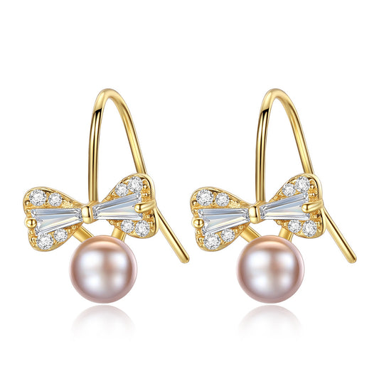 925 Sterling Silver Natural Pearl Drop Earrings Fashion Jewelry Gift for Women Girls