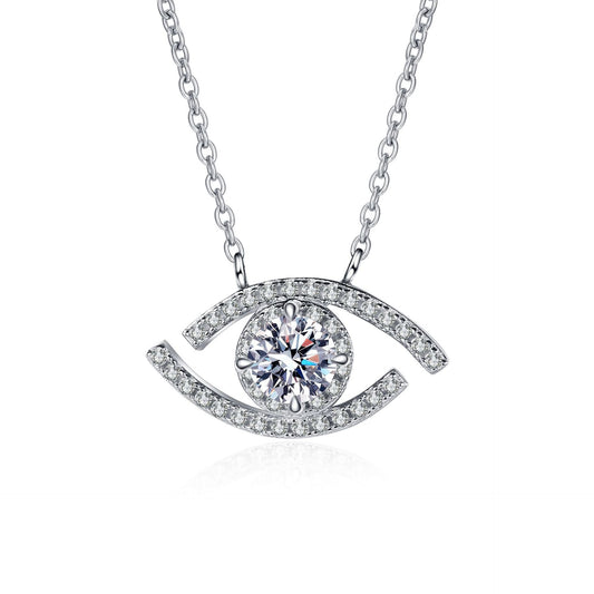 925 Sterling Silver Round Moissanite Eye Necklace