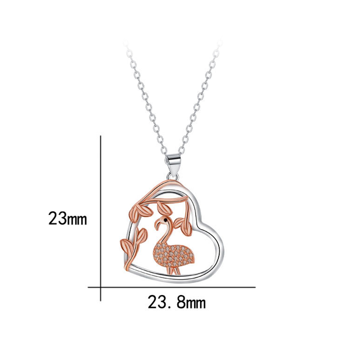 Copper With Silver/Rosegold Plated Heart Pendant Necklace