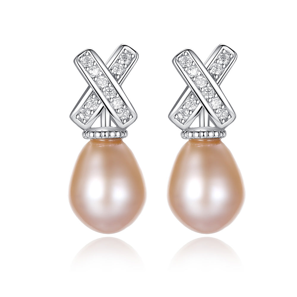 925 Sterling Silver Natural Pearl Drop Earrings Fashion Jewelry Gift for Women Girls