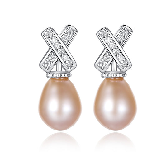 925 Sterling Silver Natural Pearl Drop Earrings Fashion Jewelry Gift for Women Girls