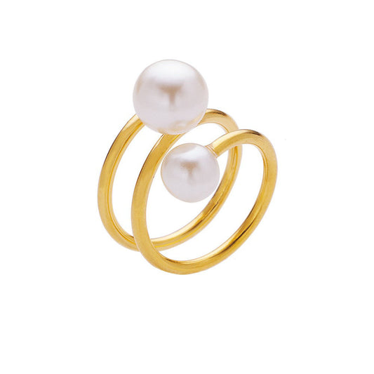Stainless Steel Unique Pearl Fashion Ring