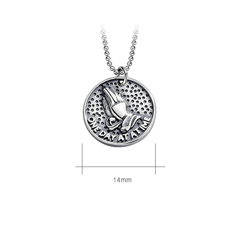 925 Sterling Silver Fashion Round Plate Necklace