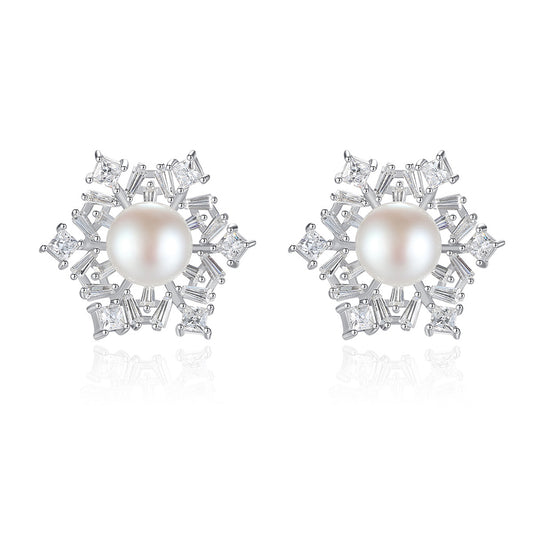 925 Sterling Silver Natural Pearl Drop Earrings Fashion Jewelry Gift for Women Girls
