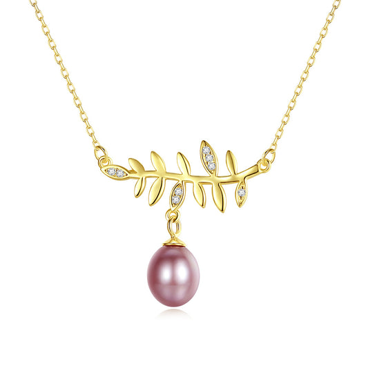 925 Sterling Silver Natural Pearl Drop Necklace Fashion Jewelry Gift for Women Girls