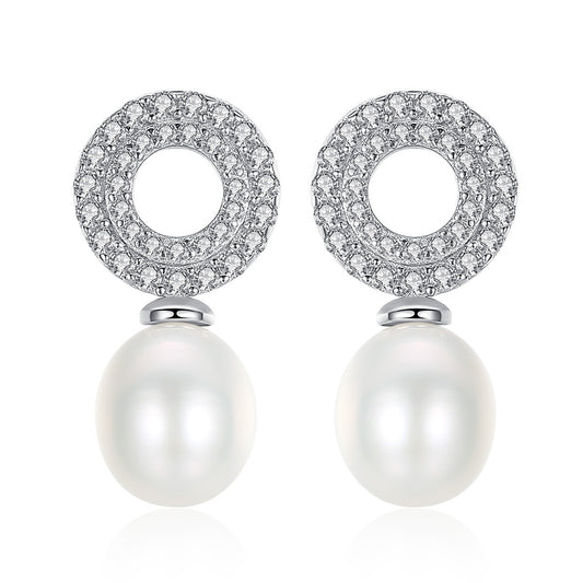 925 Sterling Silver Natural Pearl Drop Earrings Fashion Jewelry Gift for Women Girls