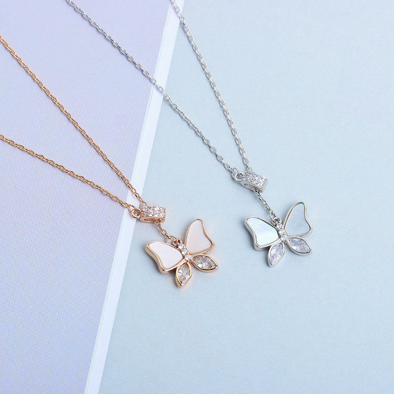 925 Sterling Silver Fashion Butterfly Pendant Necklace