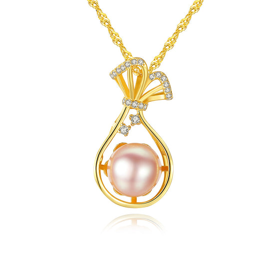 925 Sterling Silver Natural Pearl Drop Necklace Fashion Jewelry Gift for Women Girls