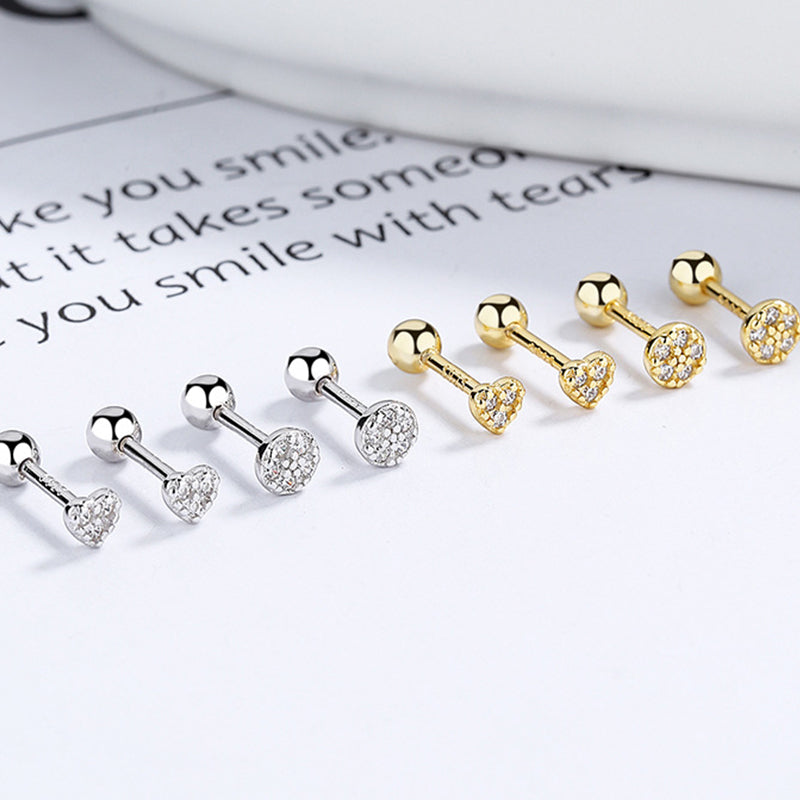 925 Sterling Silver Round Screwed Earrings