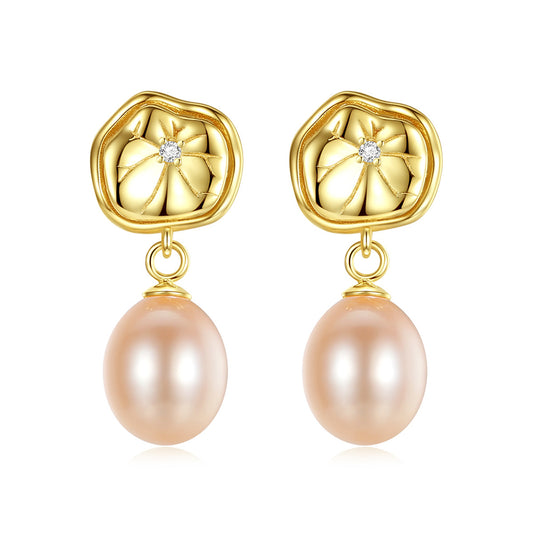 925 Sterling Silver Natural Pearl Drop Earrings Fashion Jewelry Gift for Women Girls