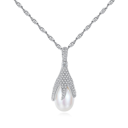925 Sterling Silver Natural Pearl Drop Necklace Fashion Jewelry Gift for Women Girls