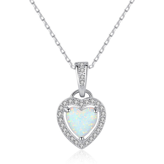 925 Sterling Silver Heart Necklace Fashion Jewelry Gift for Women Girls