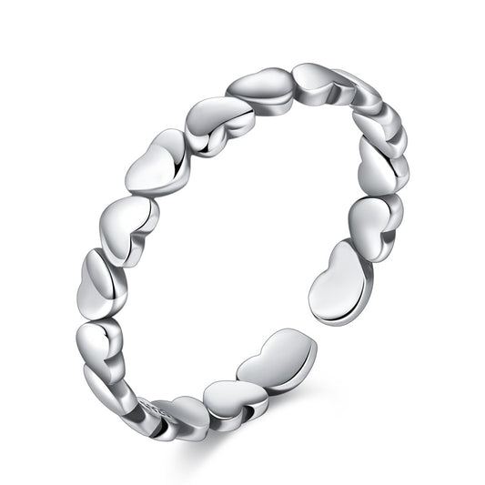 925 Sterling Silver Heart Ring Fashion Jewelry Gift for Women Girls