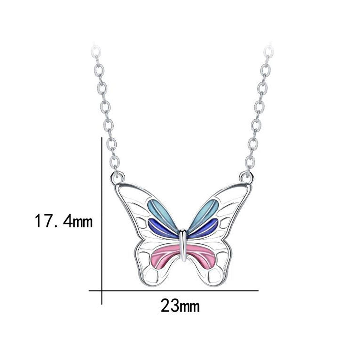 Copper With Silver Plated Butterfly Pendant Necklace