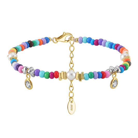 Gold Stainless Steel Turquoise & Freshwater Pearl Station Necklace, Oval Turquoise Bezel Pendant Adjustable Cable Chain（副本）