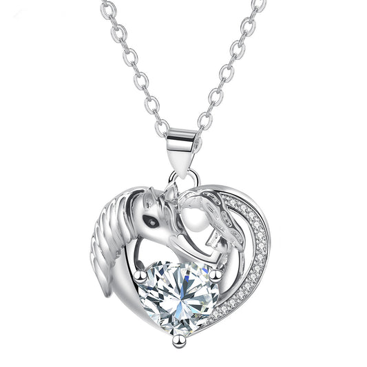 Copper With Silver Plated Heart Pendant Necklace for Women
