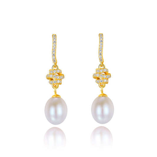 925 Sterling Silver Natural Pearl Drop Earrings Fashion Jewelry Gift for Women Girls