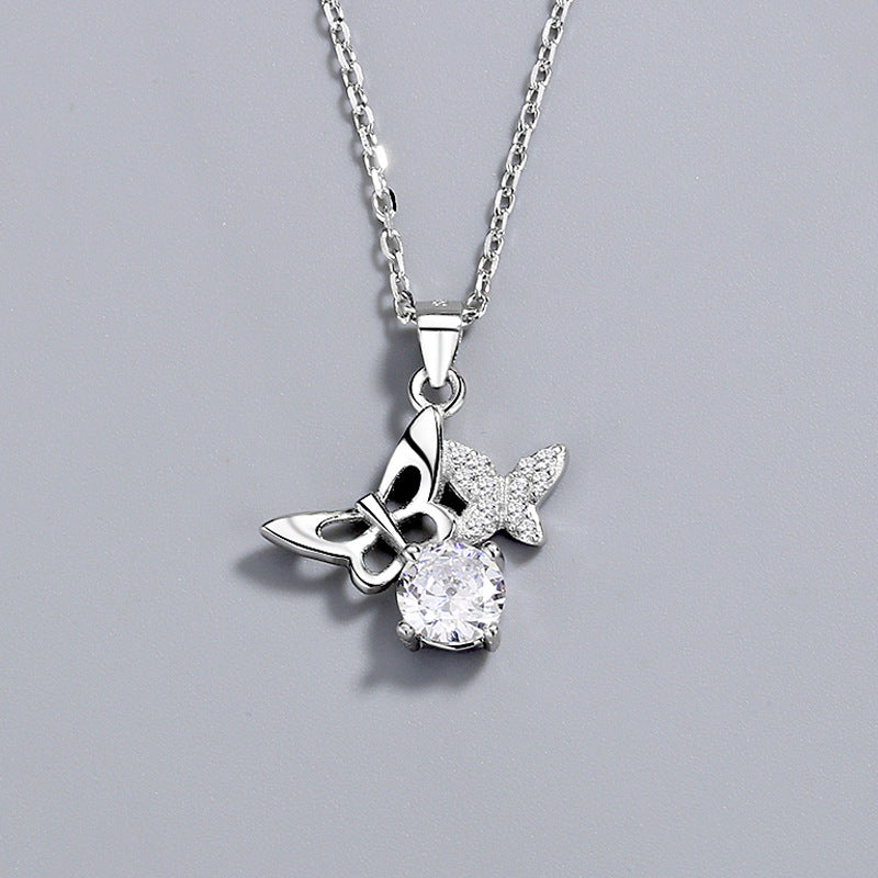 925 Sterling Silver Fashion Butterfly Pendant Necklace