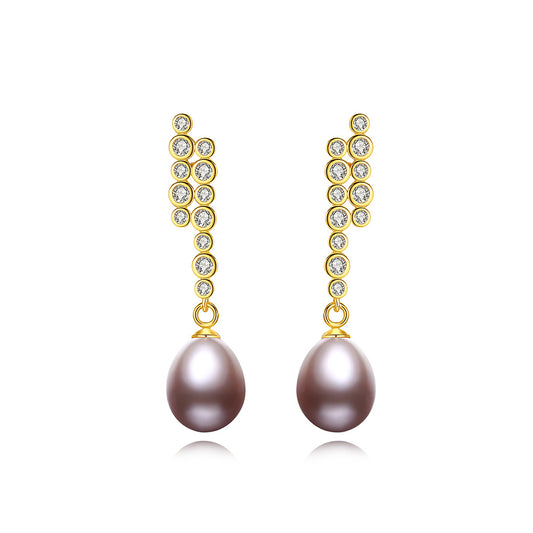925 Sterling Silver Natural Pearl Drop Earrings Fashion Jewelry Gift for Women Girls