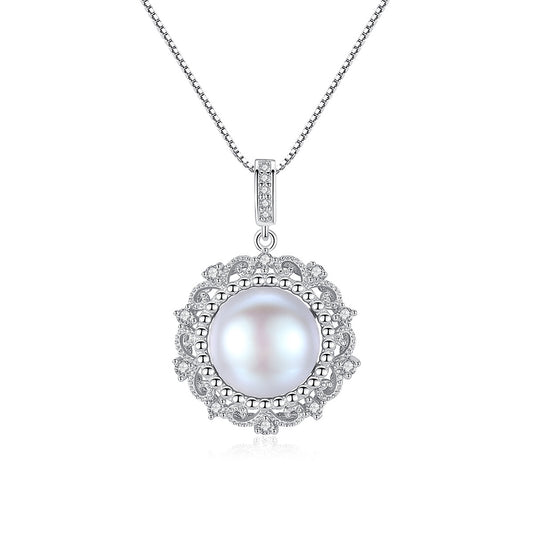 925 Sterling Silver Natural Pearl Drop Necklace Fashion Jewelry Gift for Women Girls