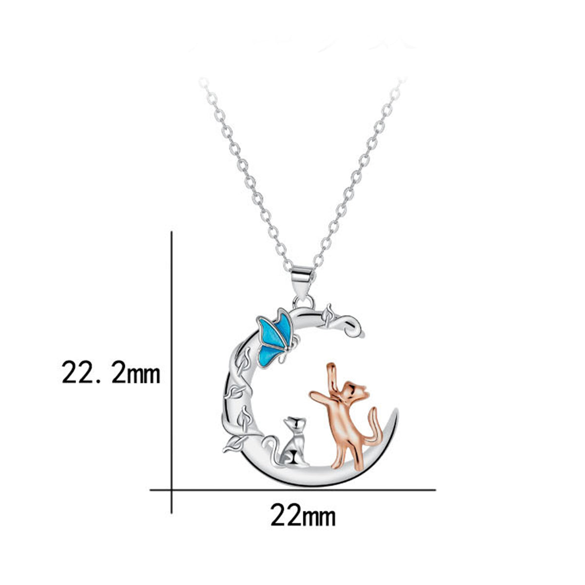 Copper With Silver/Rosegold Plated Moon Pendant Necklace