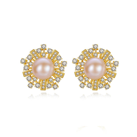 925 Sterling Silver Natural Pearl Stud Earrings Fashion Jewelry Gift for Women Girls