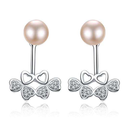 925 Sterling Silver Natural Pearl Drop Earrings Fashion Jewelry Gift for Women Girls