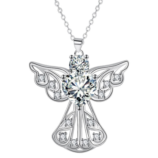 Copper With Silver Plated Angel Pendant Necklace for Women