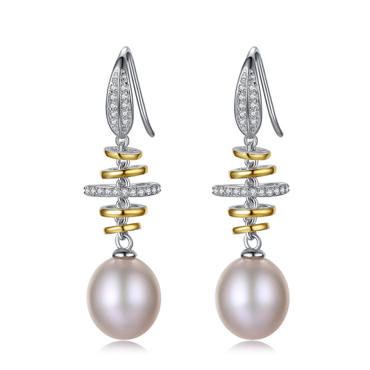 925 Sterling Silver Natural Pearl Drop Earrings Fashion Jewelry Gift for Women Girls