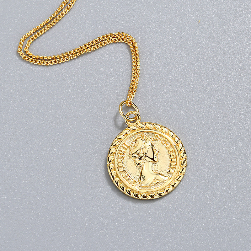 925 Sterling Silver Fashion 18K Gold Plated Coin Necklace