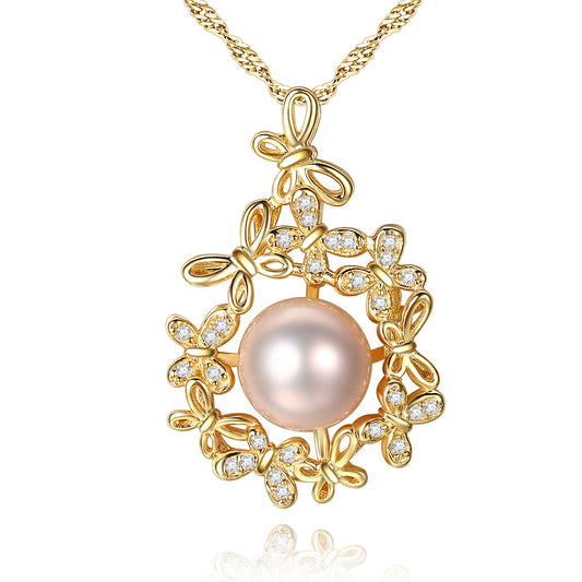 925 Sterling Silver Natural Pearl Drop Necklace Fashion Jewelry Gift for Women Girls