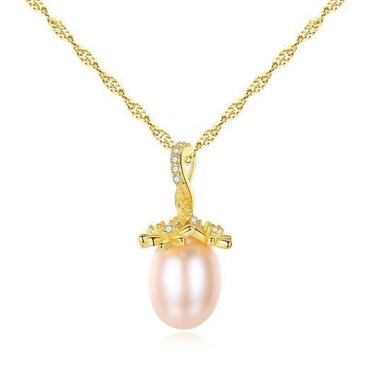 925 Sterling Silver Natural Pearl Drop Necklace Fashion Jewelry Gift for Women Girls