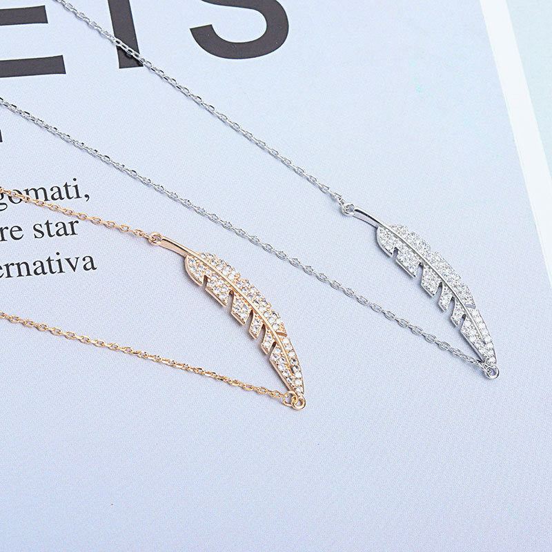 925 Sterling Silver Fashion Leaf Pendant Necklace