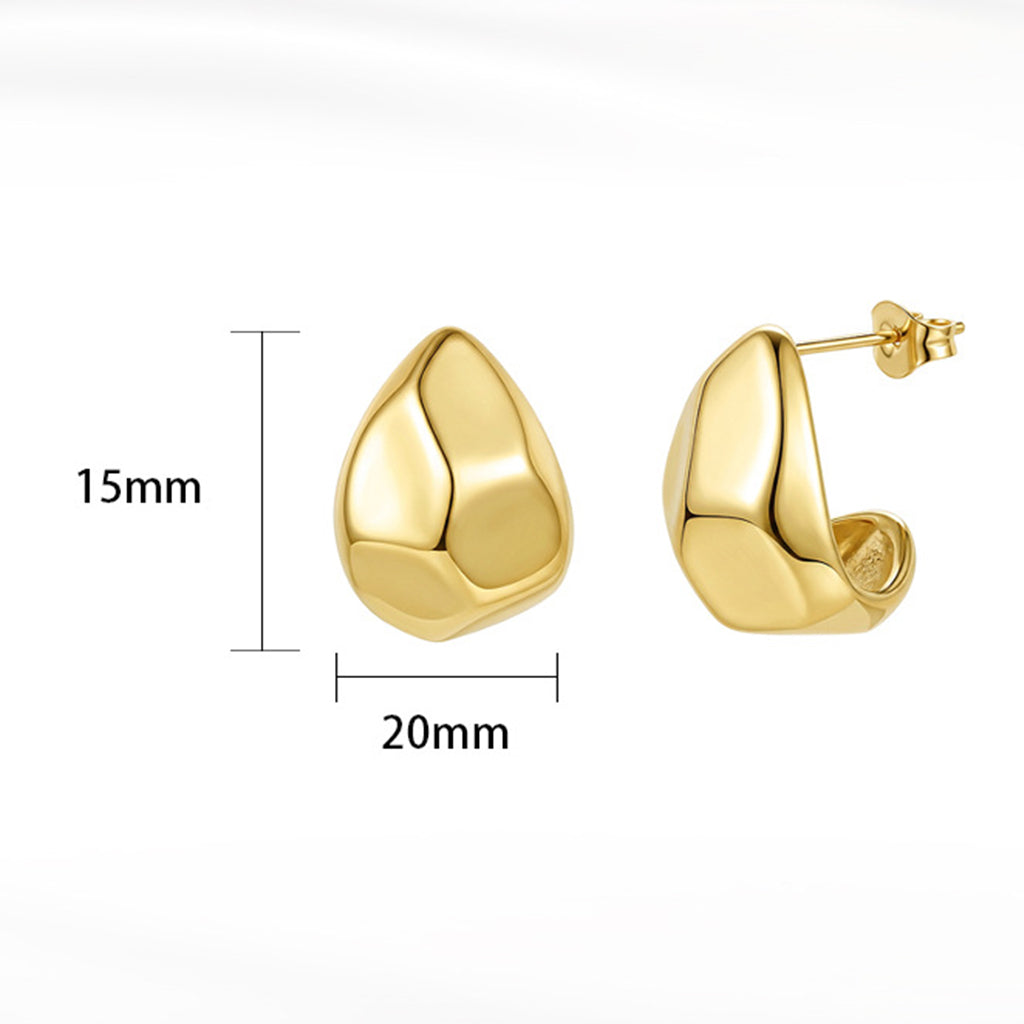 Stainless Steel Irregular Teardrop Chunky Huggie Stud Earrings