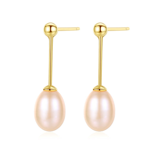 Pendientes colgantes de perla natural de plata de ley 925, joyería de moda, regalo para mujeres y niñas.