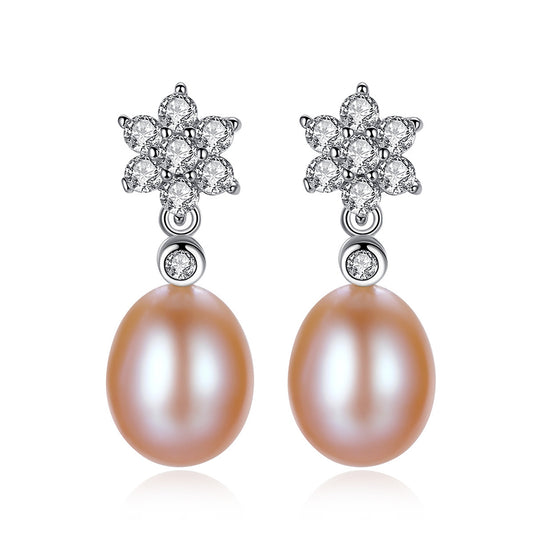 925 Sterling Silver Natural Pearl Drop Earrings Fashion Jewelry Gift for Women Girls