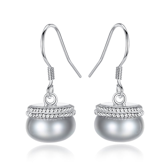 925 Sterling Silver Natural Pearl Drop Earrings Fashion Jewelry Gift for Women Girls
