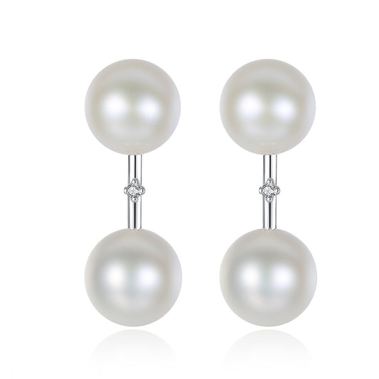 925 Sterling Silver Natural Pearl Long Drop Earrings Fashion Jewelry Gift for Women Girls