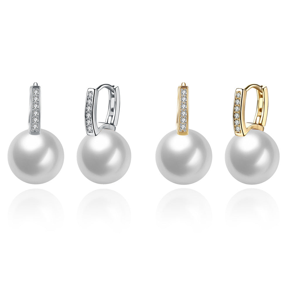 Brass With Plated Fashion Jewelry Pearl Earrings
