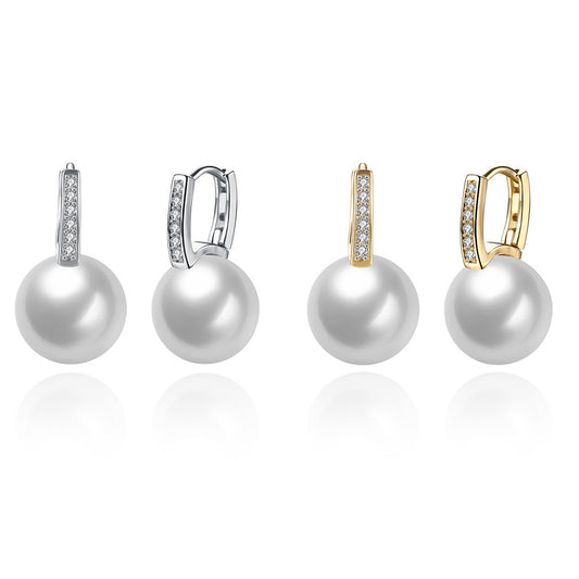 Brass With Plated Fashion Jewelry Pearl Earrings