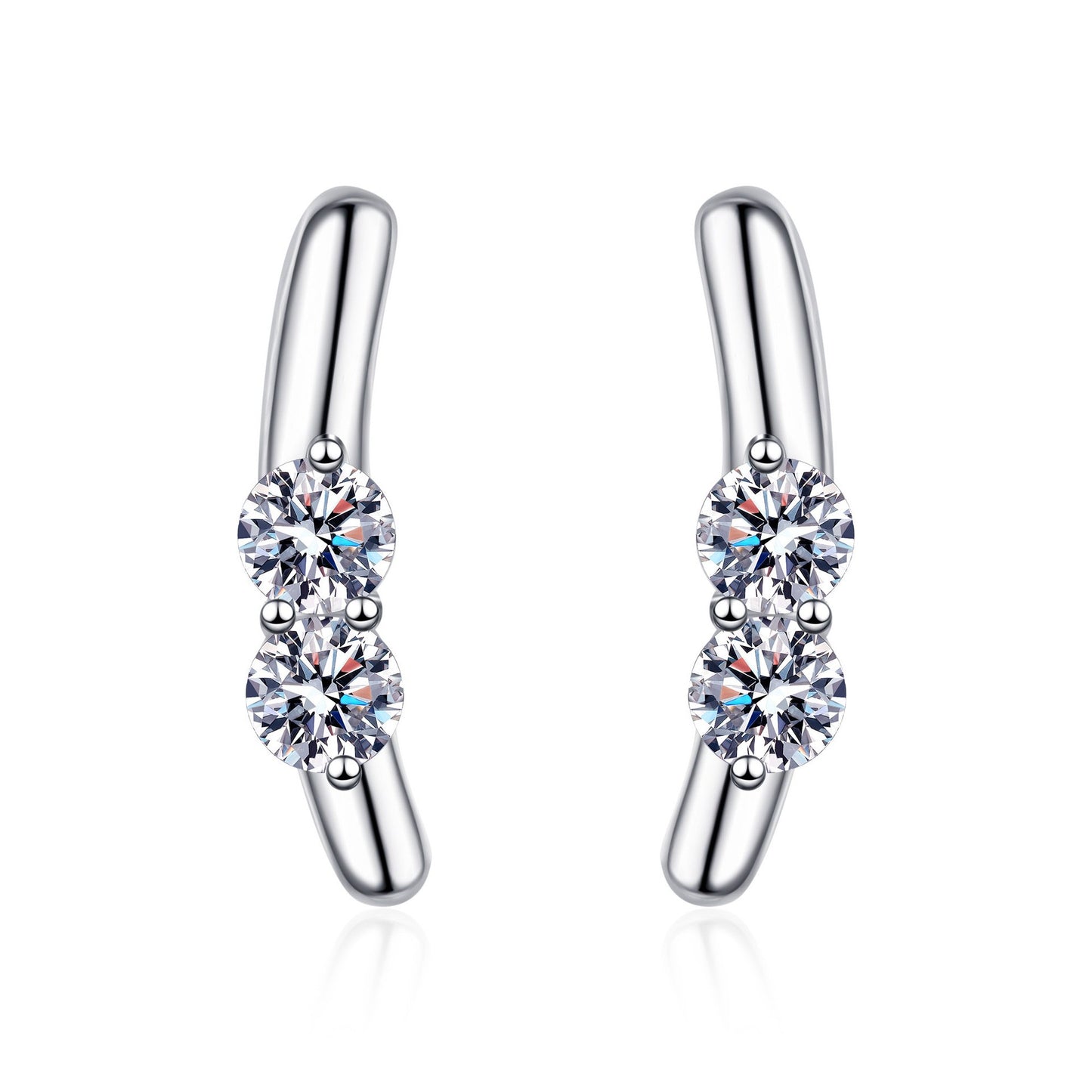 925 Sterling Silver Moissanite Long Stud Earrings