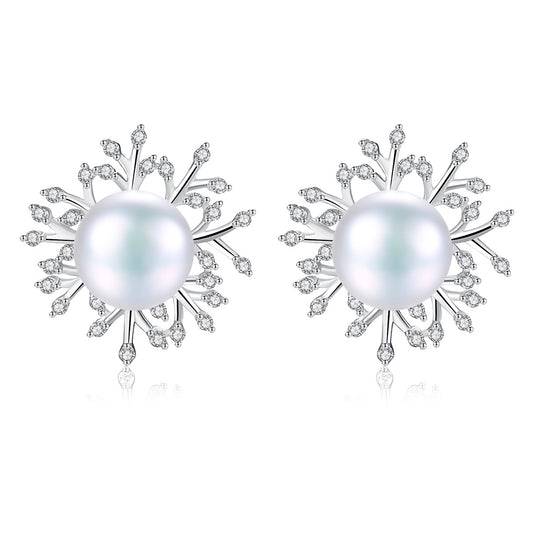 925 Sterling Silver Natural Pearl Drop Earrings Fashion Jewelry Gift for Women Girls