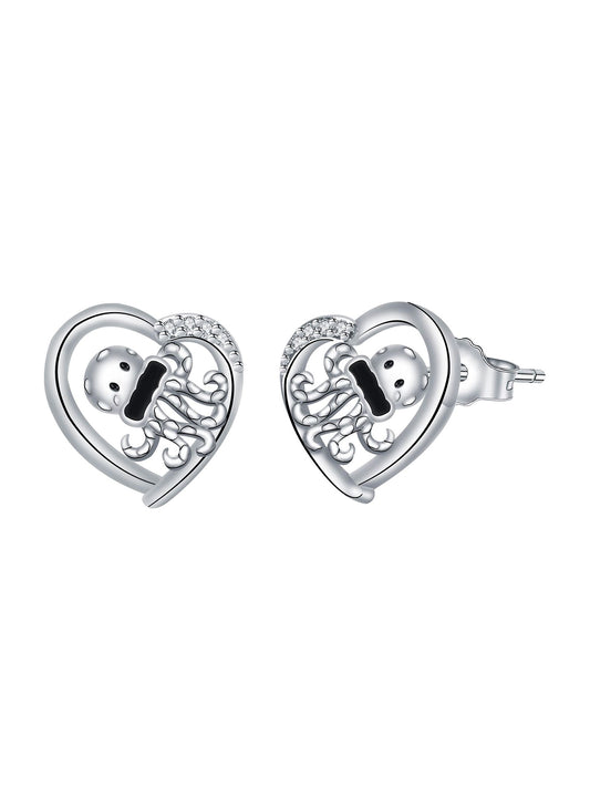 Squidward Design Heart Shaped Earrings, Stud Earrings, Fashion Jewelry for Party, Daily Clothing Decor, Trendy All-match & Exquisite Jewelry for Gift