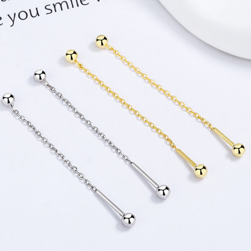 925 Sterling Silver Screwed Long Earrings