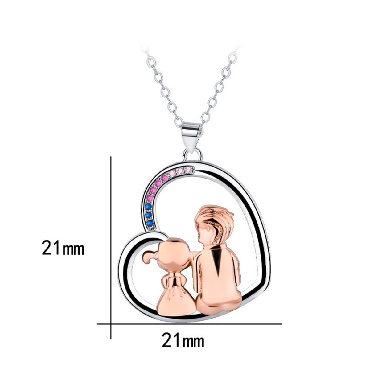 Copper With Silver/Rosgold Plated Heart Pendant Necklace