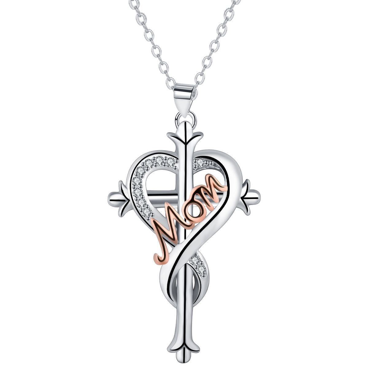 Copper With Silver/Rosegold Plated Cross Pendant Necklace