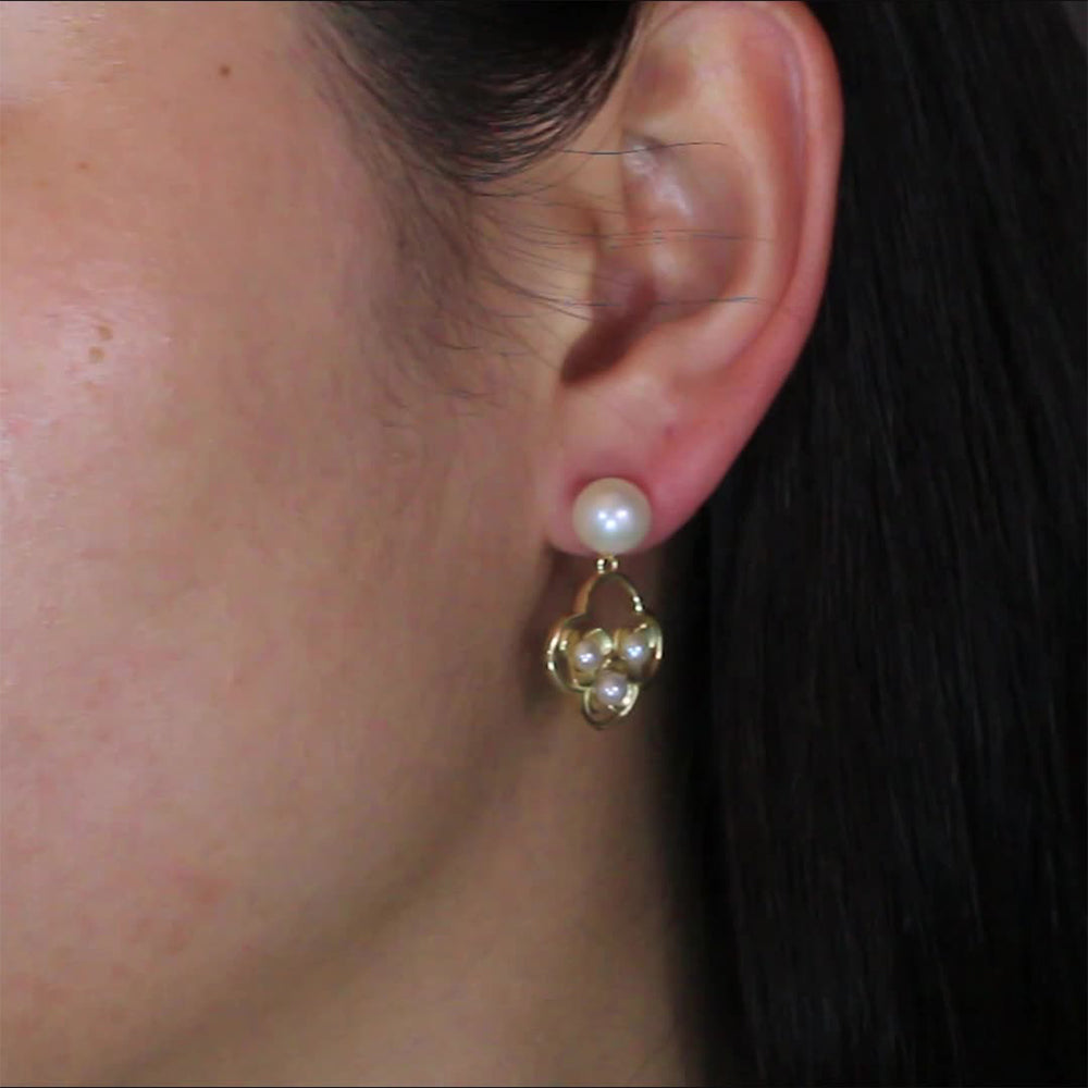 925 Sterling Silver Natural Pearl Earrings Fashion Jewelry Gift for Women Girl