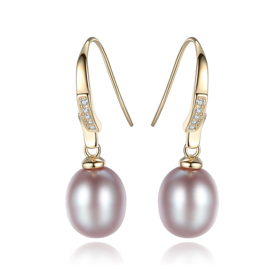 925 Sterling Silver Natural Pearl Drop Earrings Fashion Jewelry Gift for Women Girls