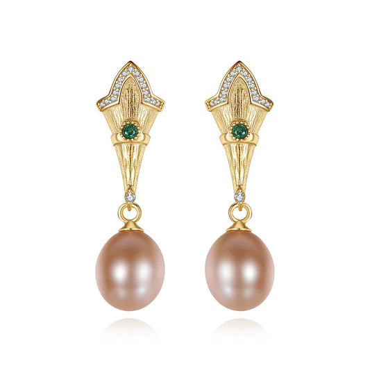 925 Sterling Silver Natural Pearl Drop Earrings Fashion Jewelry Gift for Women Girls