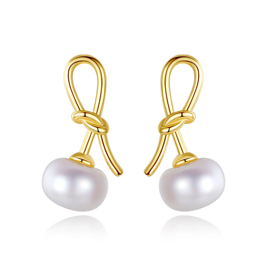 925 Sterling Silver Natural Pearl Drop Earrings Fashion Jewelry Gift for Women Girls